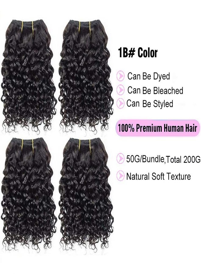 hengya Curly Bundles Human Hair 4 Bundles 8 8 8 8 Inch 12A Unprocessed Brazilian Curly Virgin Hair Short Bundles 50 Gram/Bundle Natural Color - Image 4